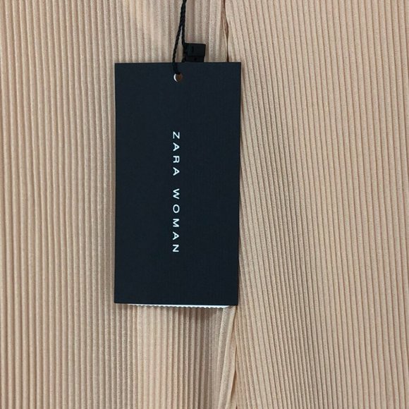 NWT Zara peach pleated parachute sheer sleeve Romper size small - Picture 3 of 15